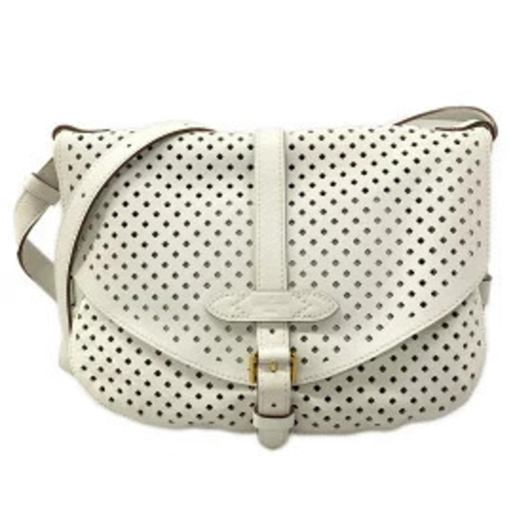 LOUIS VUITTON Perforet Flores Saumur Shoulder Bag Blanc White Lambskin